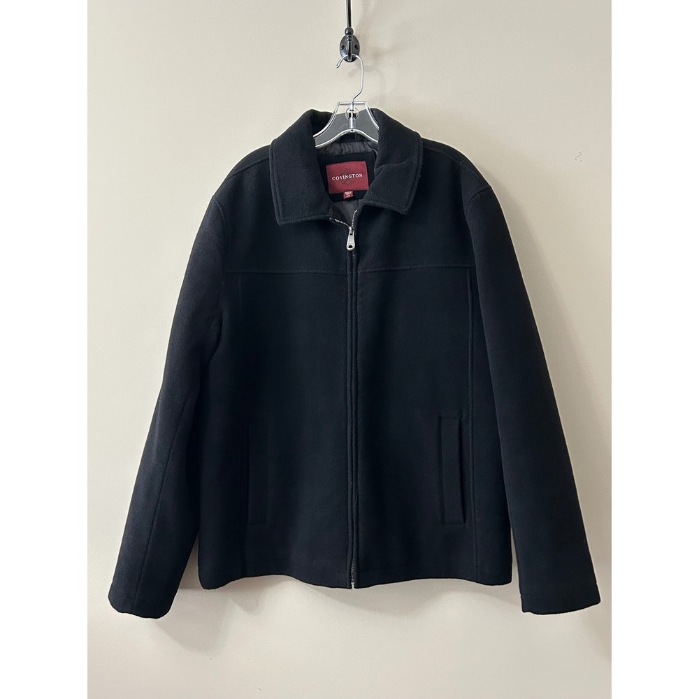 Covington Mens Wool Blend Full Zip Jacket Black Size Medium Coat Classic Fit